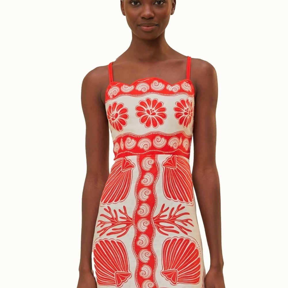 FARM Rio Red and White Floral Mini Dress
